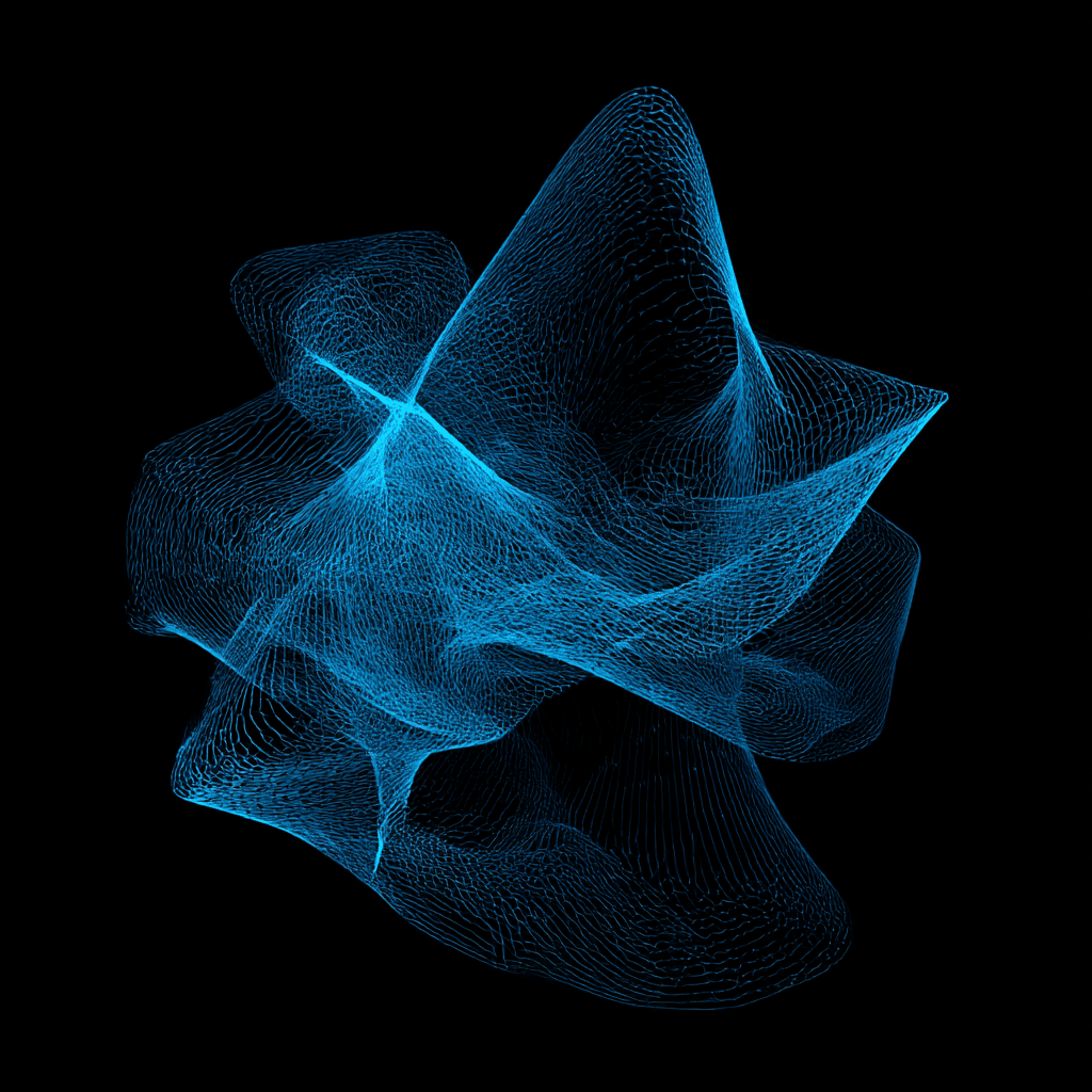 Abstract blue wireframe artwork — noisy traders research